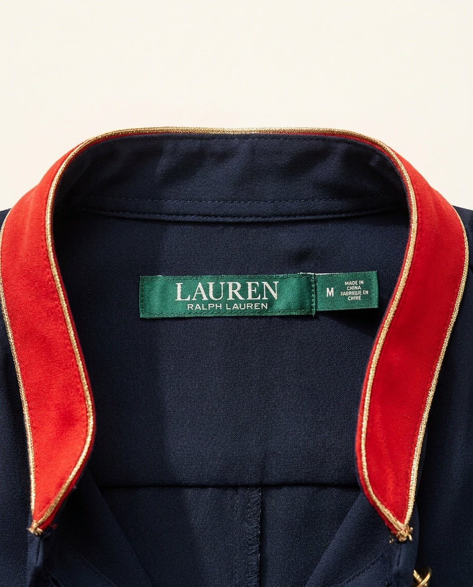 Lauren Ralph Lauren Navy Military-Style Blouse with Red and Gold Epaulets - photo 3