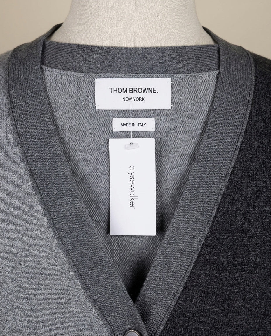 Thom Browne Colorblock Knit Cardigan with 4-Bar Stripe - 100% Cotton - photo 2