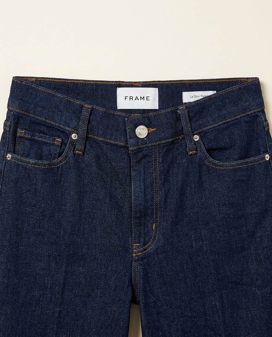 FRAME High-Rise Wide-Leg Denim Jeans in Dark Indigo with Gold Topstitching - photo 3