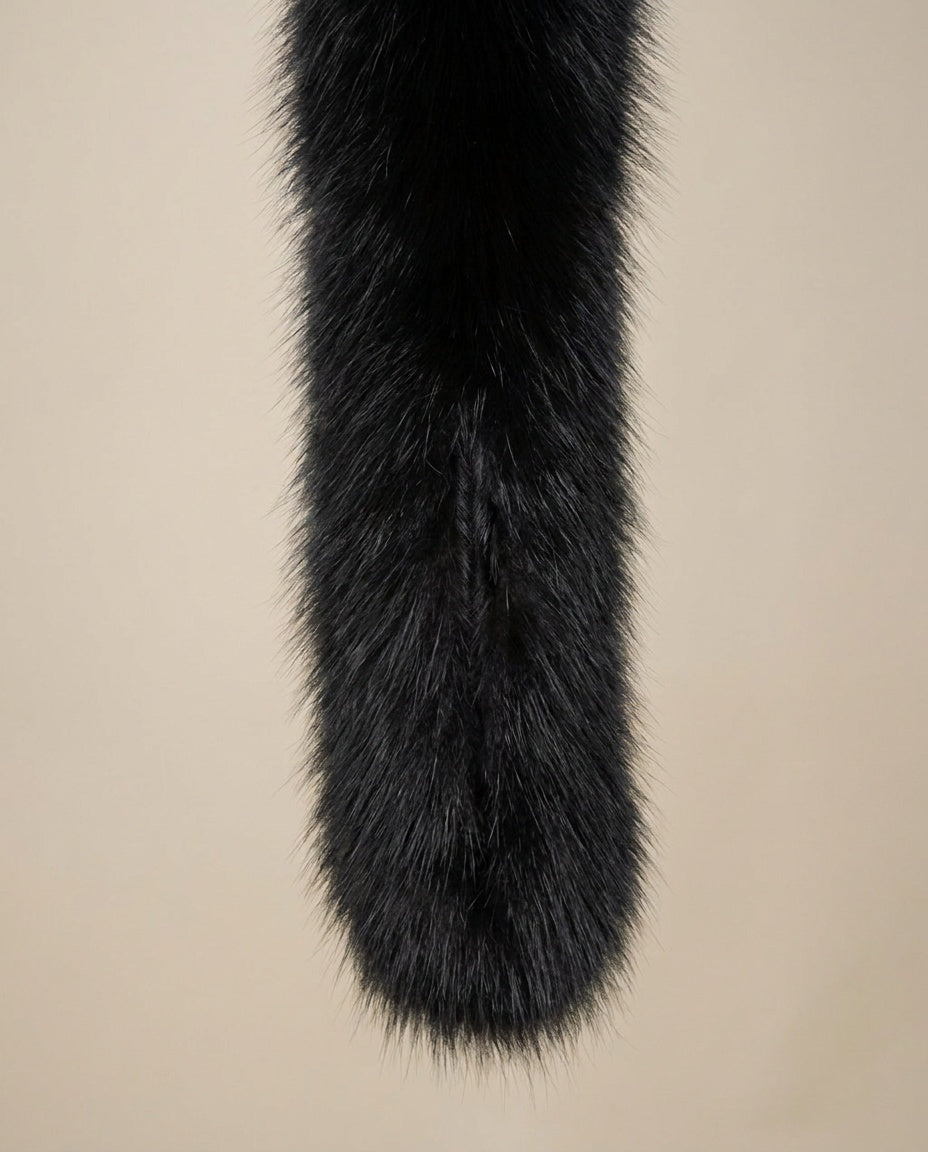 Black Fox Fur Stole - Long Narrow Silhouette with Dense Guard Hairs - photo 3