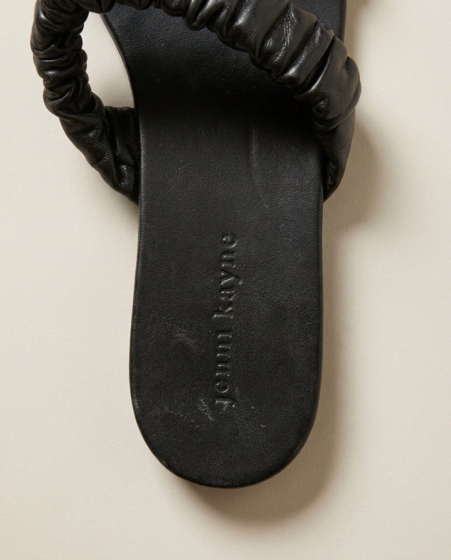 Jenni Kayne Black Flat Slide Sandals with Ruched Straps - photo 3