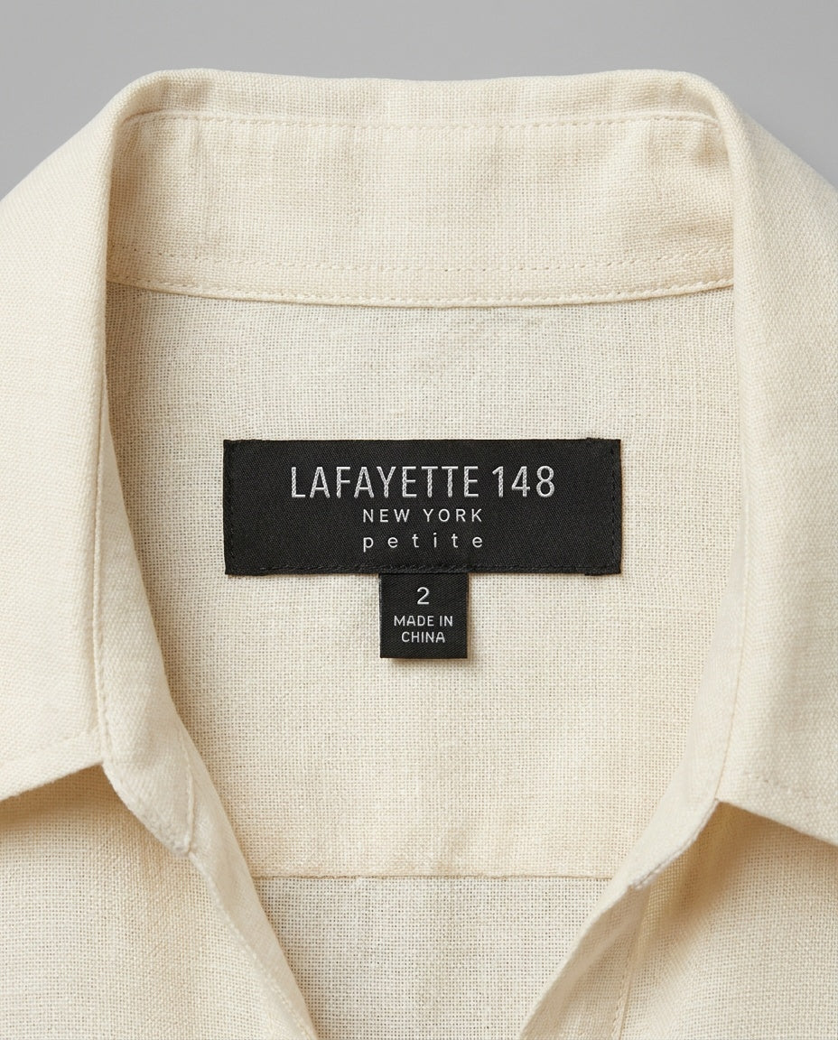 Lafayette 148 New York Petite 100% Linen Short-Sleeve Button-Front Shirt - photo 3
