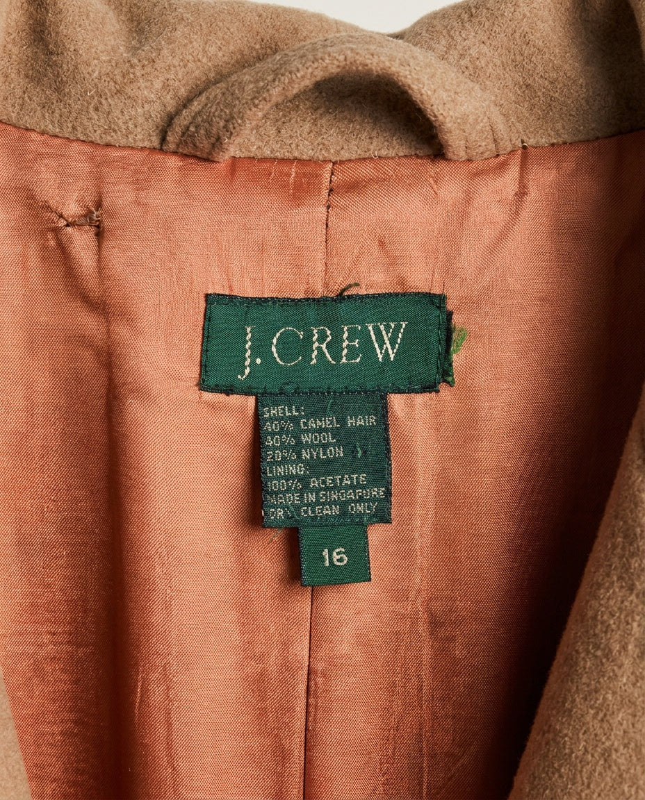 J. CREW Hooded Wool-Blend Overcoat in Camel/Tan with Salmon Acetate Lining - photo 3