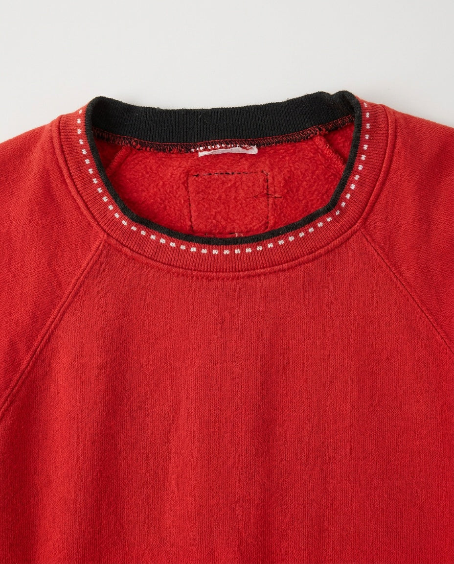 Red Cropped Crewneck Sweatshirt with Military-Style Patches - photo 3