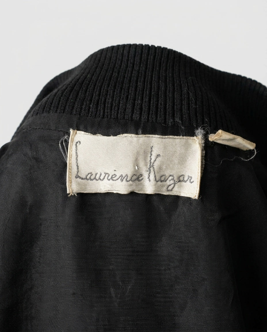Laurence Kazar 1980s Sequined Bomber Jacket with White Scrollwork Appliqué - photo 3