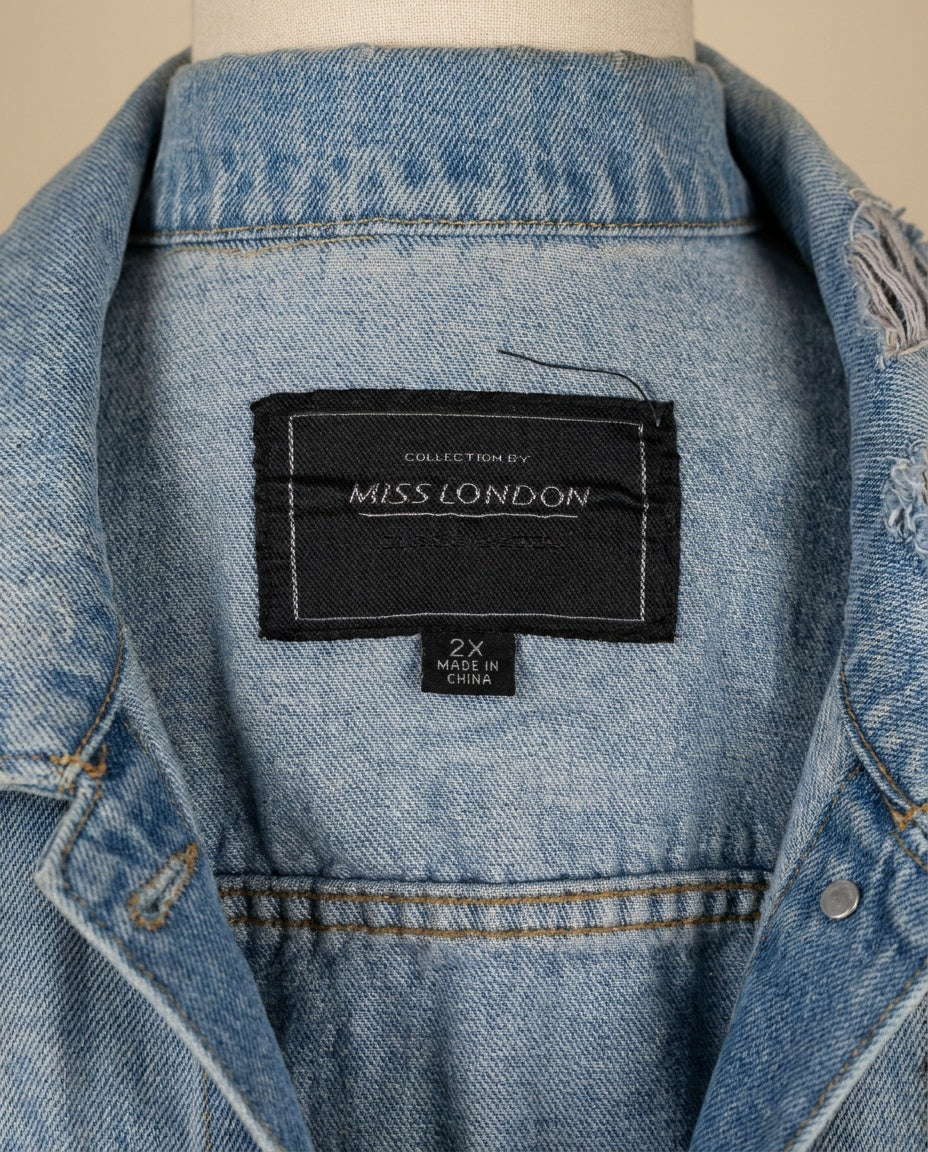 Oversized Distressed Denim Jacket by Collection by Miss London - 2X - photo 3