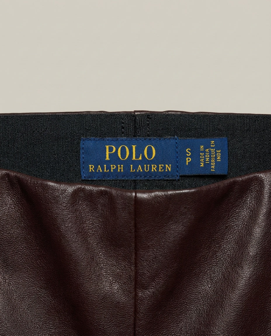 Polo Ralph Lauren Slim Leather-Look Trousers in Dark Burgundy/Oxblood - photo 3