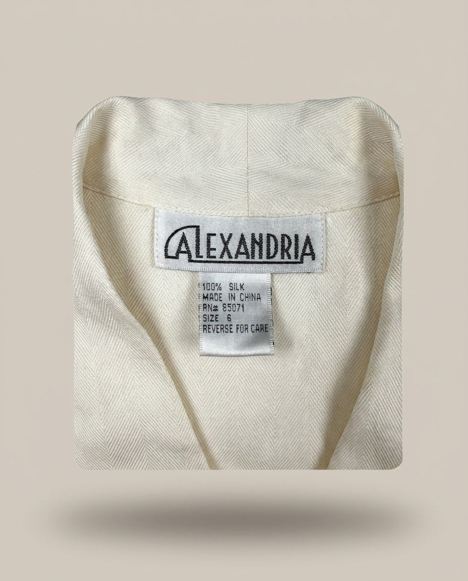 Alexandria 100% Silk Herringbone Wrap Blouse - photo 3