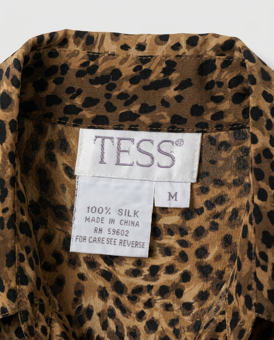 TESS Leopard Print Silk Long-Sleeve Button-Down Blouse - photo 3