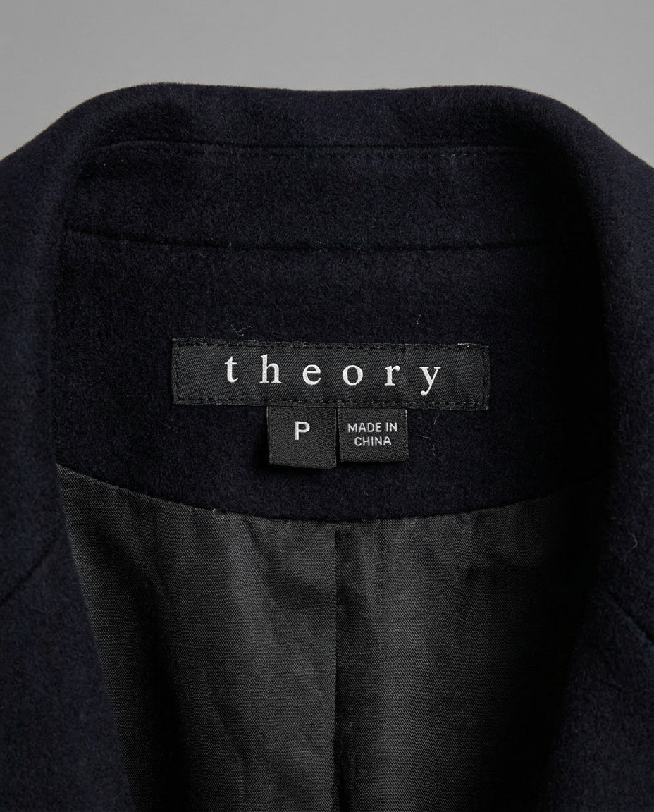 Theory Double-Breasted Wool-Cashmere Blend Coat with Ribbed Knit Cuffs - photo 3