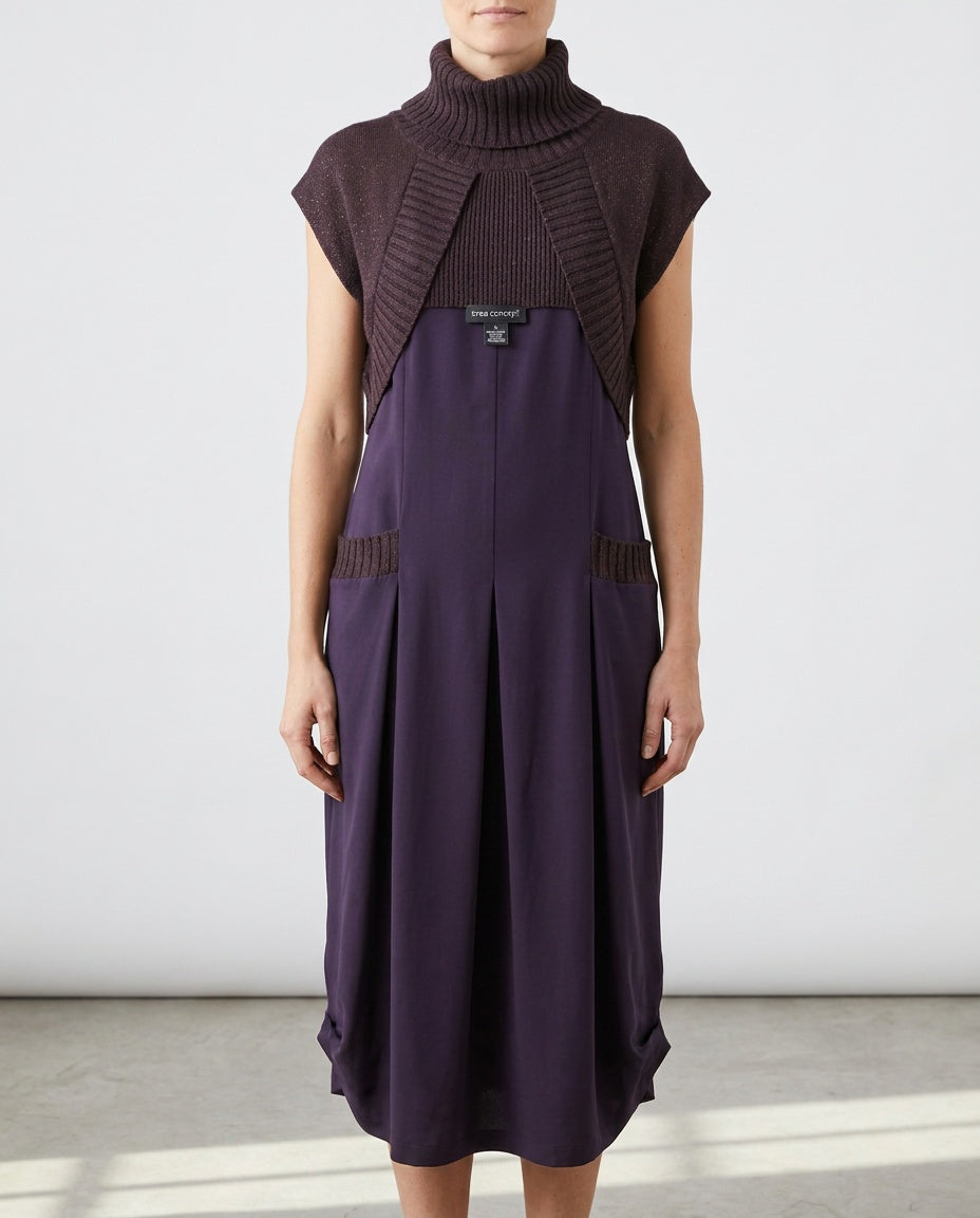 Crea Concept Deep Purple Mixed-Media Turtleneck Dress - photo 4