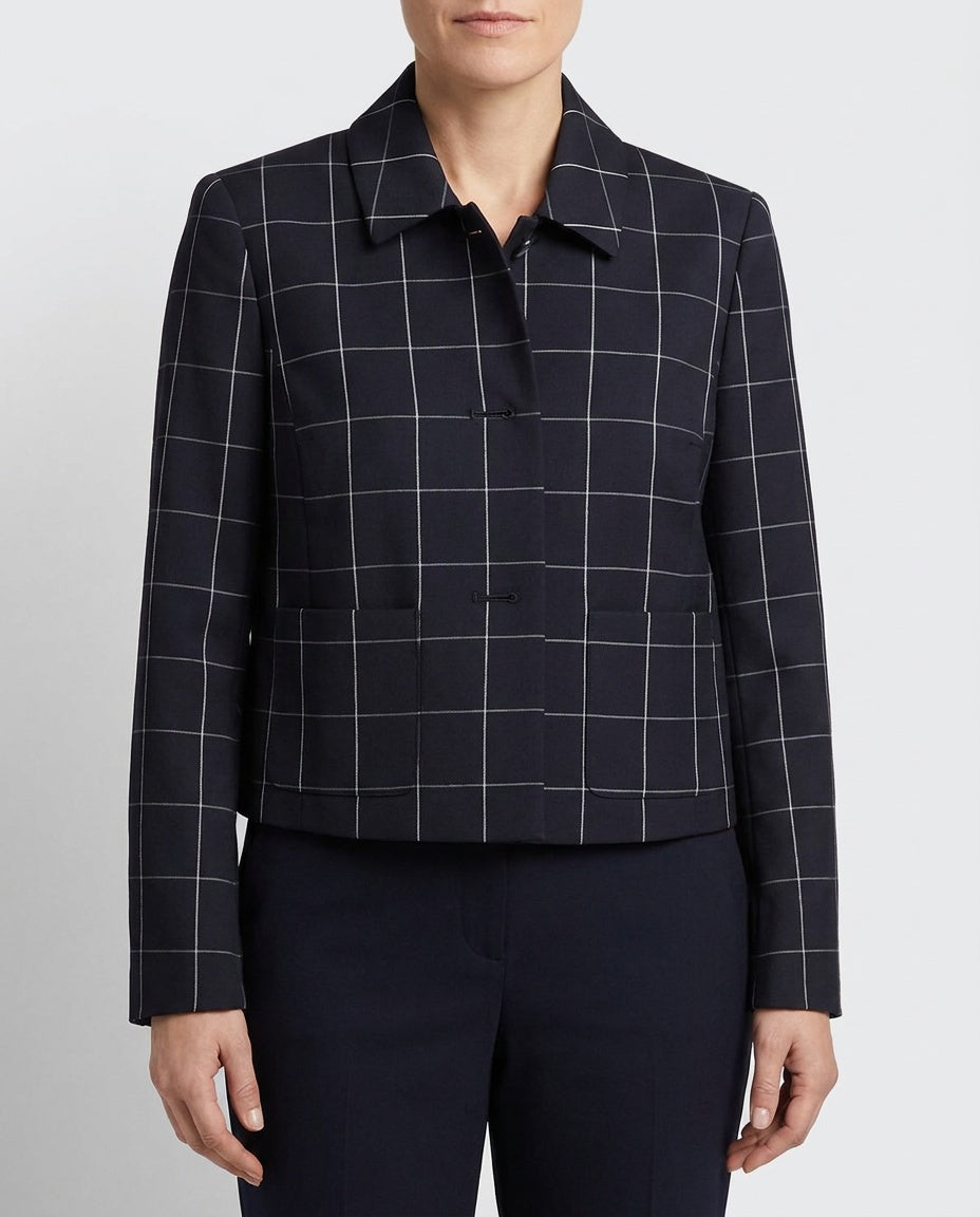 Brooks Brothers Navy Windowpane Check Cropped Blazer - photo 4