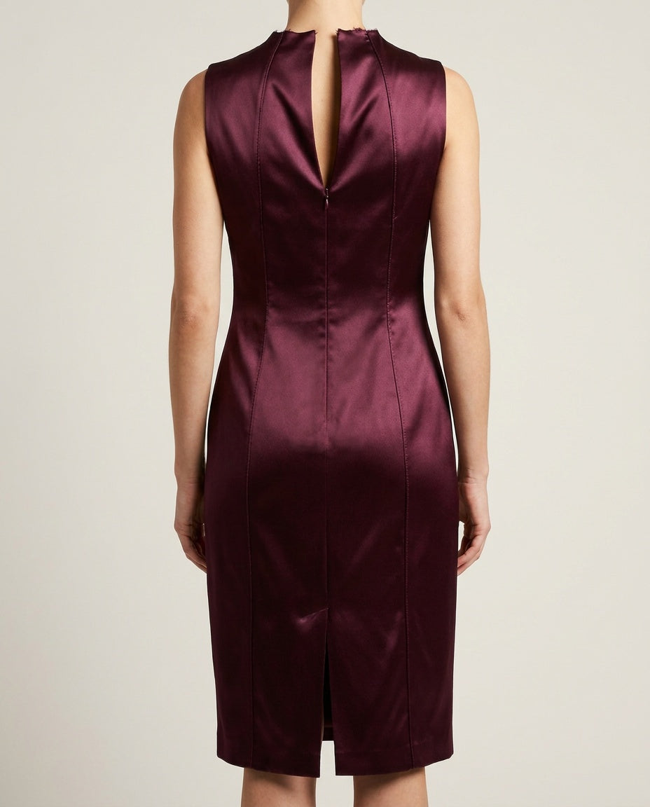 GIO'GUERRERI Deep Burgundy Satin Sheath Dress - photo 4