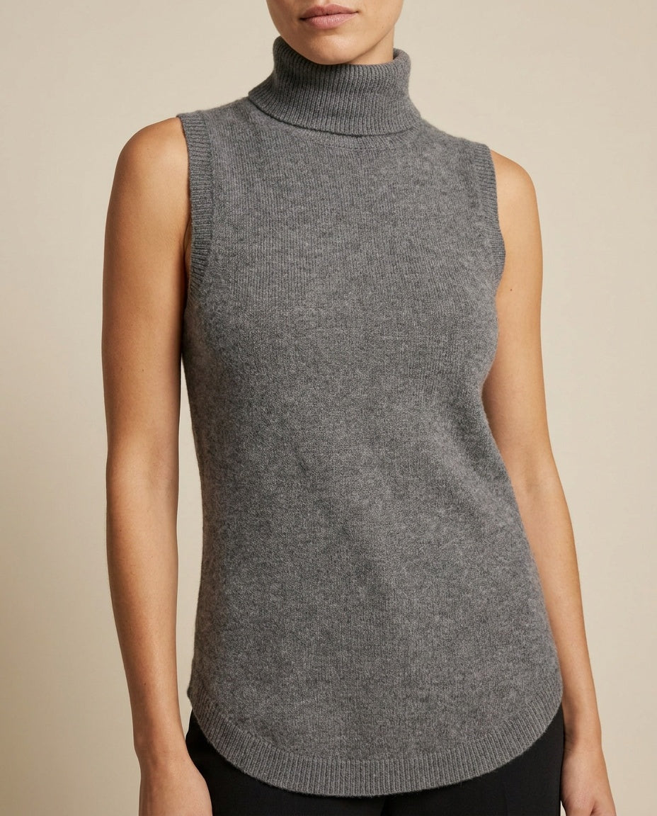 Reformation Sleeveless Turtleneck Knit Top in Heather Grey - photo 4