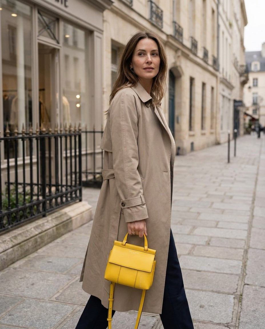 Tory Burch Mini Structured Top-Handle Crossbody Bag in Yellow with Black Edge Trim and Gold Hardware - photo 4
