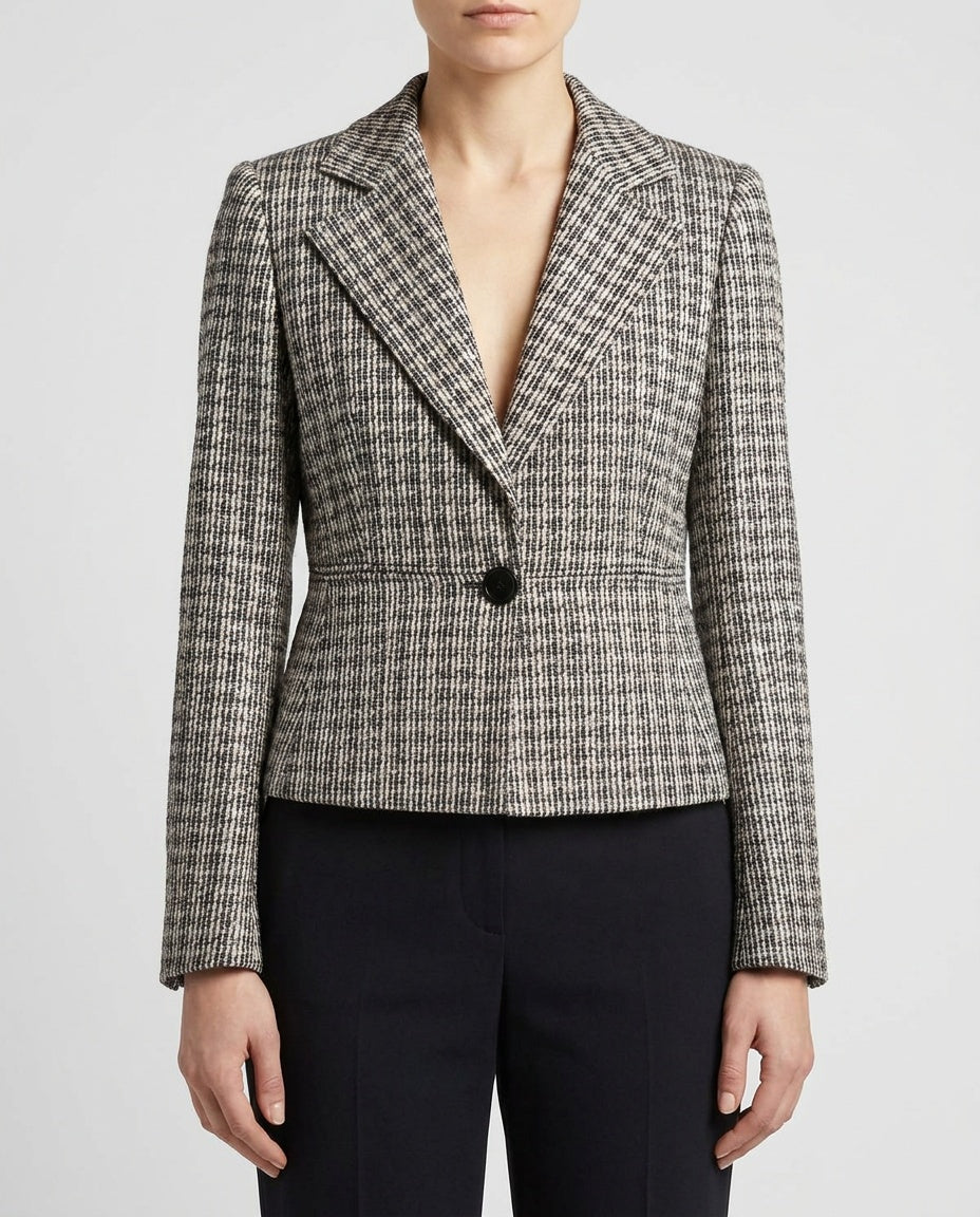 Armani Collezioni Cropped Tweed Blazer with Houndstooth Check - photo 4