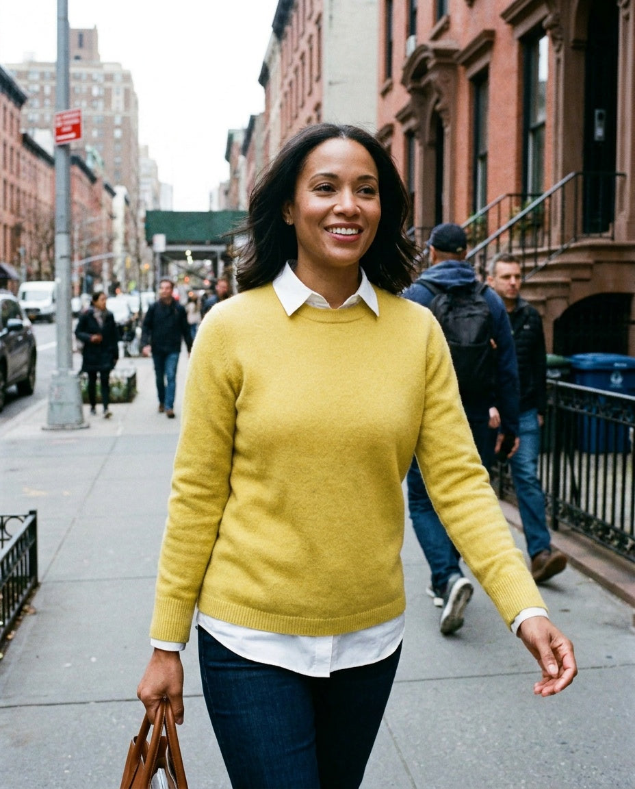 Lands' End 100% Cashmere Crewneck Sweater in Mustard Yellow - photo 4