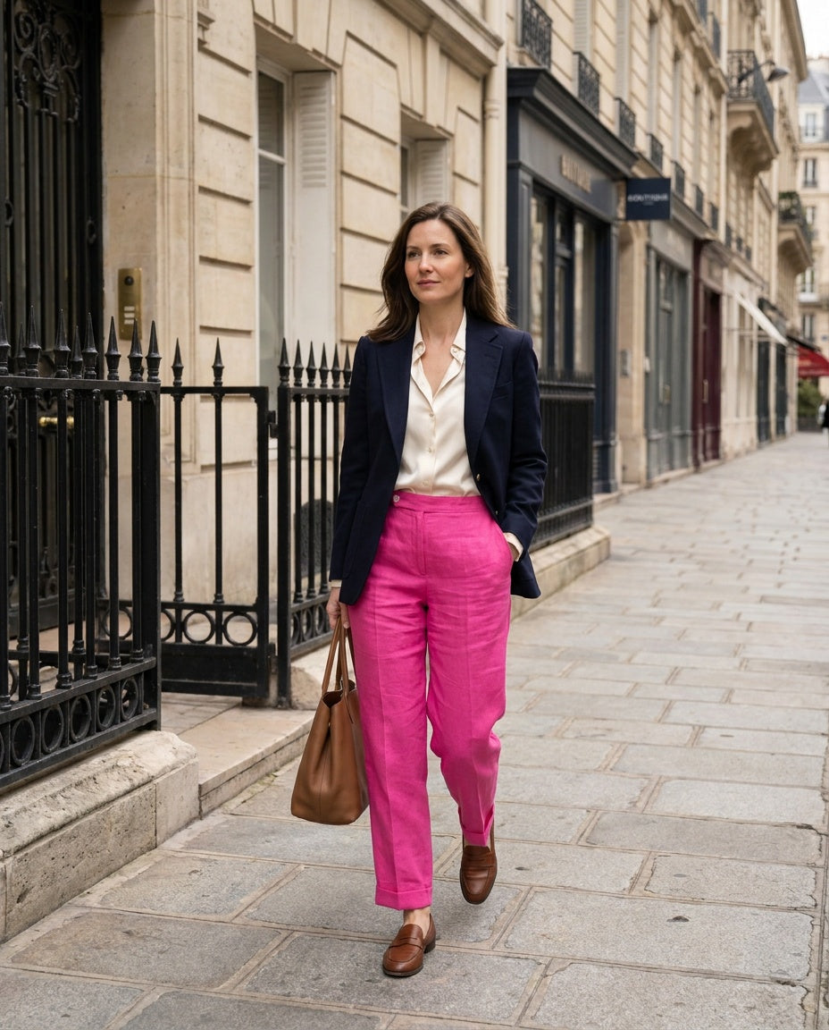 Ralph Lauren Sport Hot Pink Fuchsia Linen Straight-Leg Trousers - photo 4