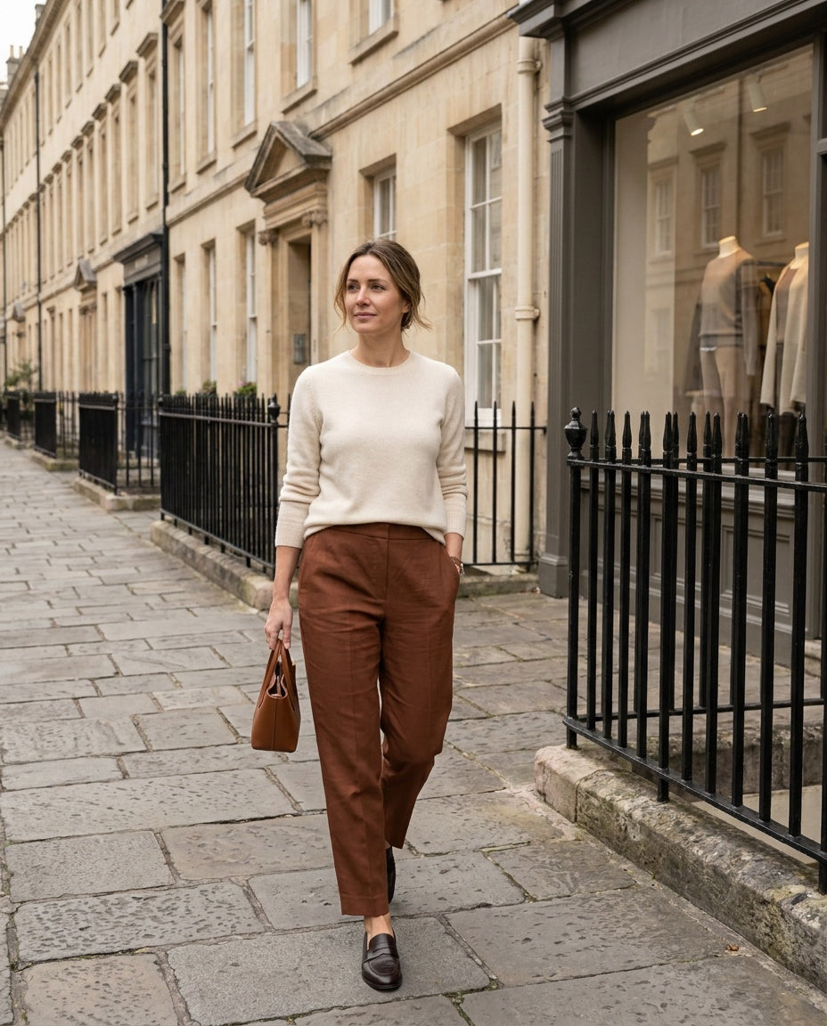 Theory Treeca Pull-On Eco Crunch Wash Trousers in Rust-Brown - photo 4