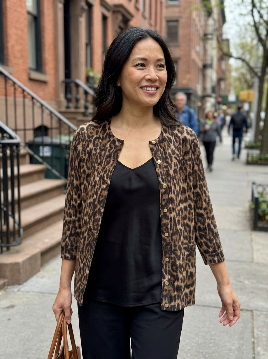 Doncaster Collection Leopard Print Cashmere Cardigan - photo 4