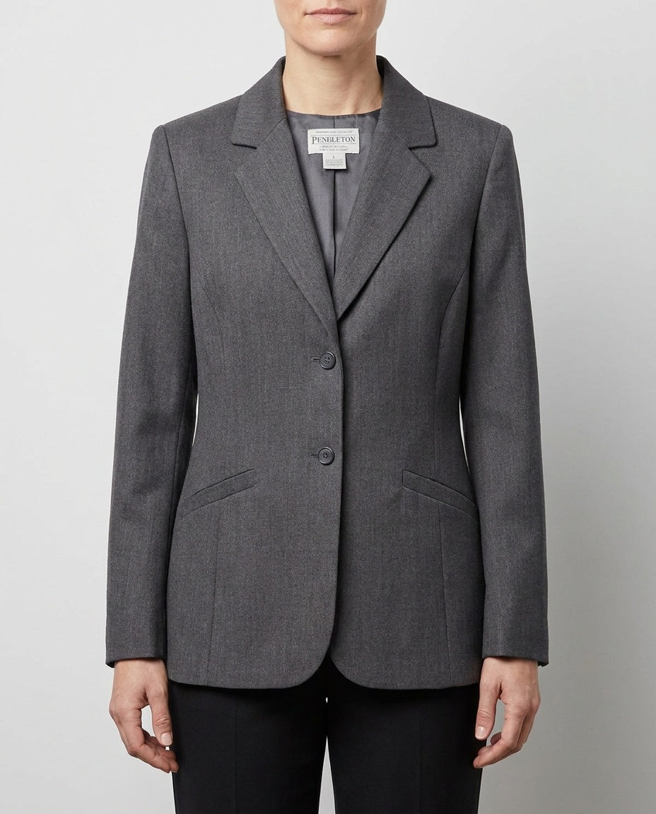 Pendleton Women's Tailored Wool Blazer, Medium Grey with Dark Grey Lining, 1970s-1980s Era - photo 4
