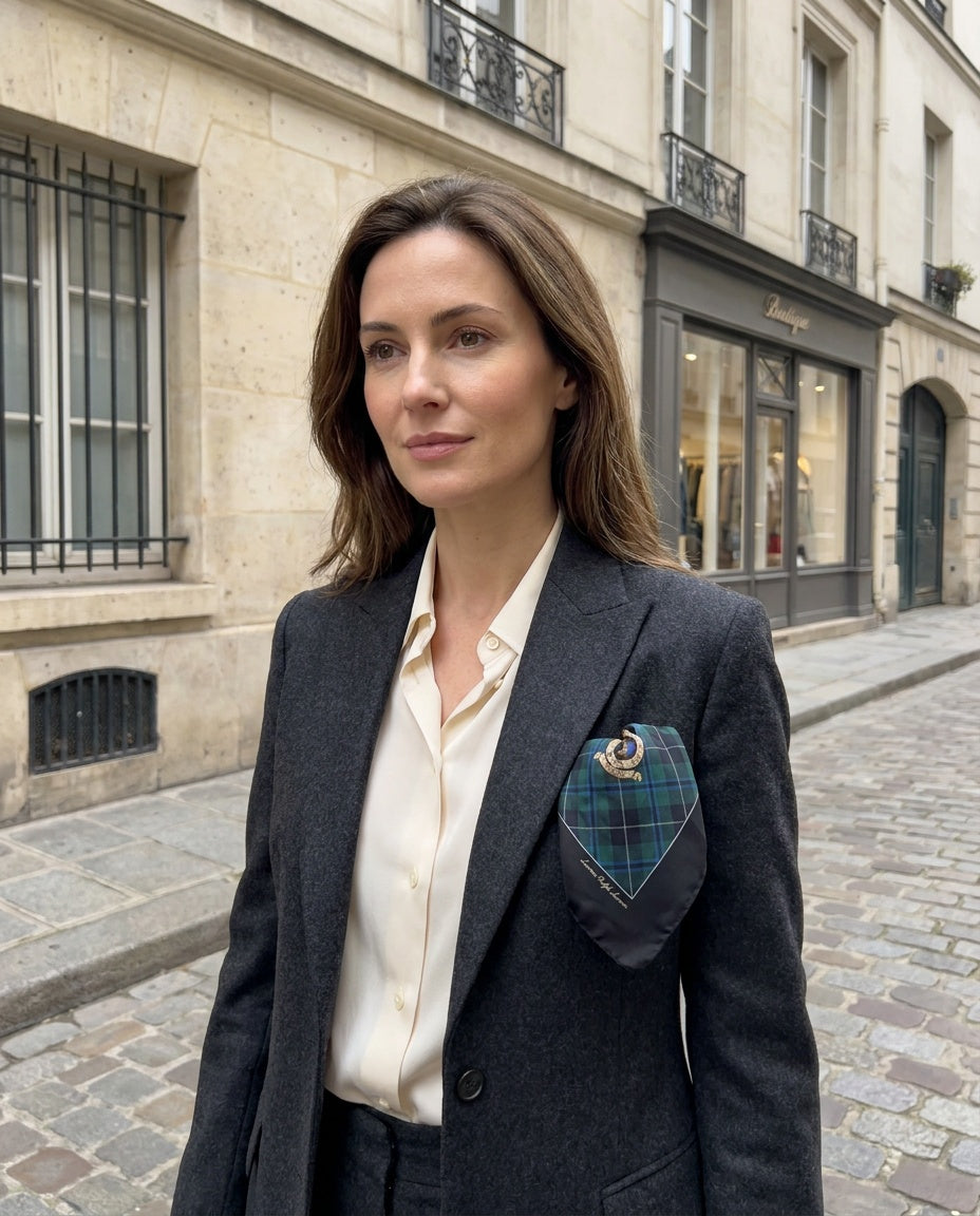 Lauren Ralph Lauren Silk Pocket Square with Tartan Heraldic Crest - photo 3