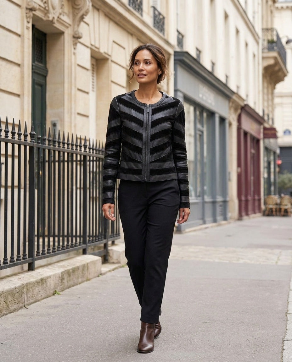SCOOP NYC Black Leather and Suede Patchwork Jacket - photo 4