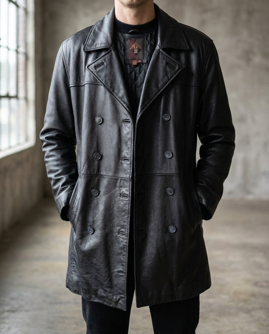 G-III Double-Breasted Leather Car Coat - photo 4