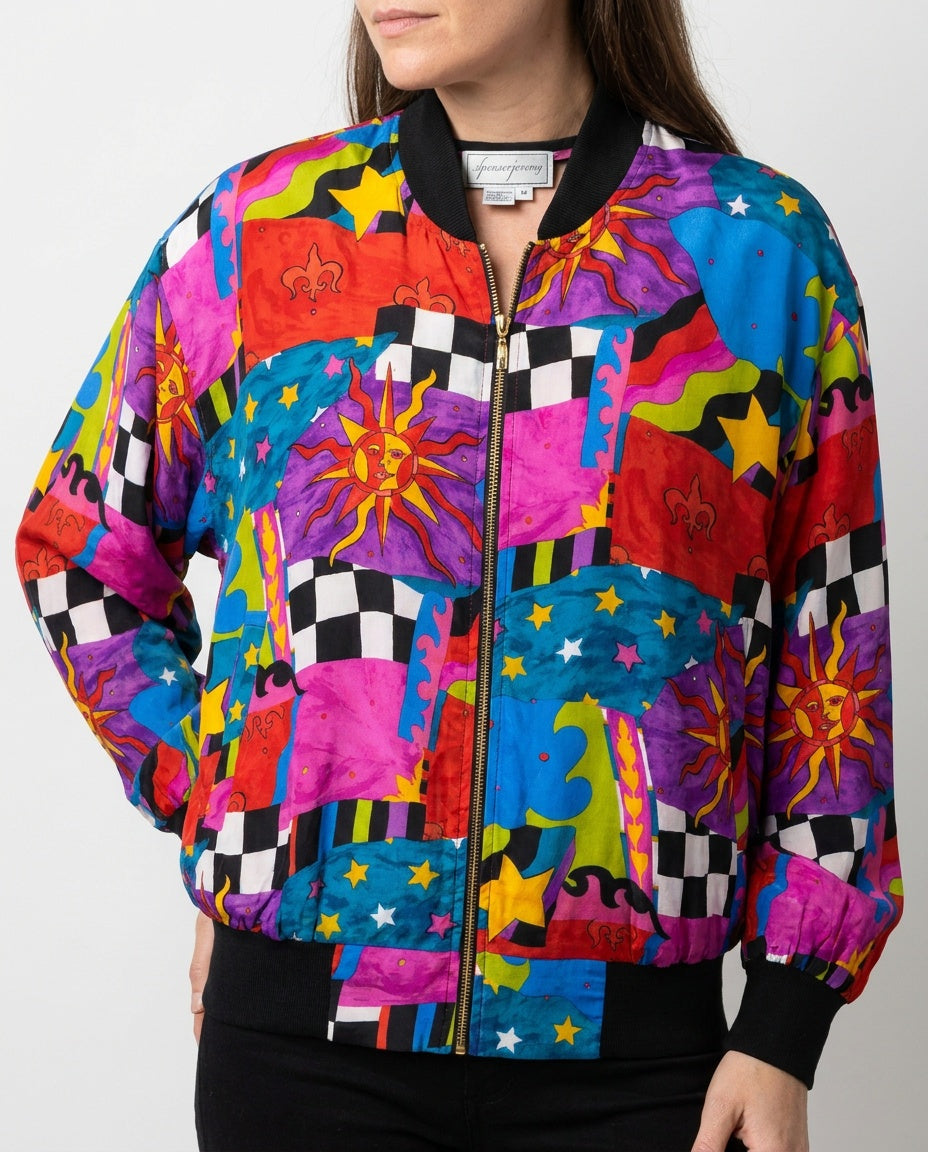 Spenser Jeremy 1990s Multicolor Silk Bomber Jacket - photo 4