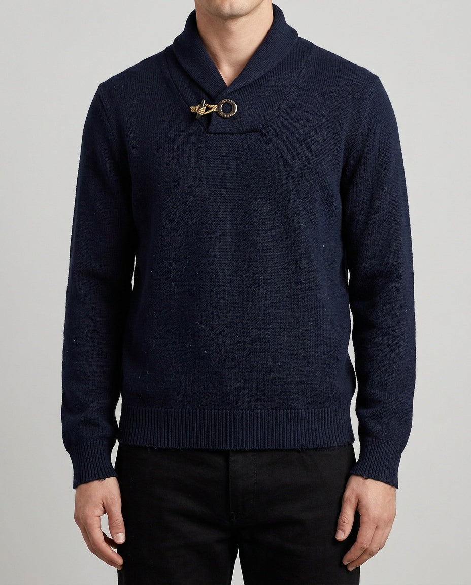 Ralph Lauren Navy Blue Shawl Collar Pullover Knit Sweater - photo 4