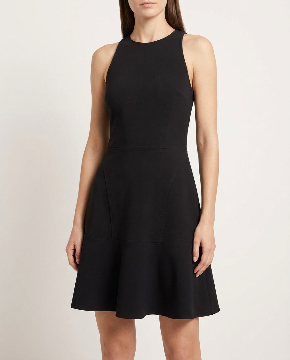 Theory Black Fit-and-Flare Mini Dress with Bonded Double Crepe Fabric - photo 4