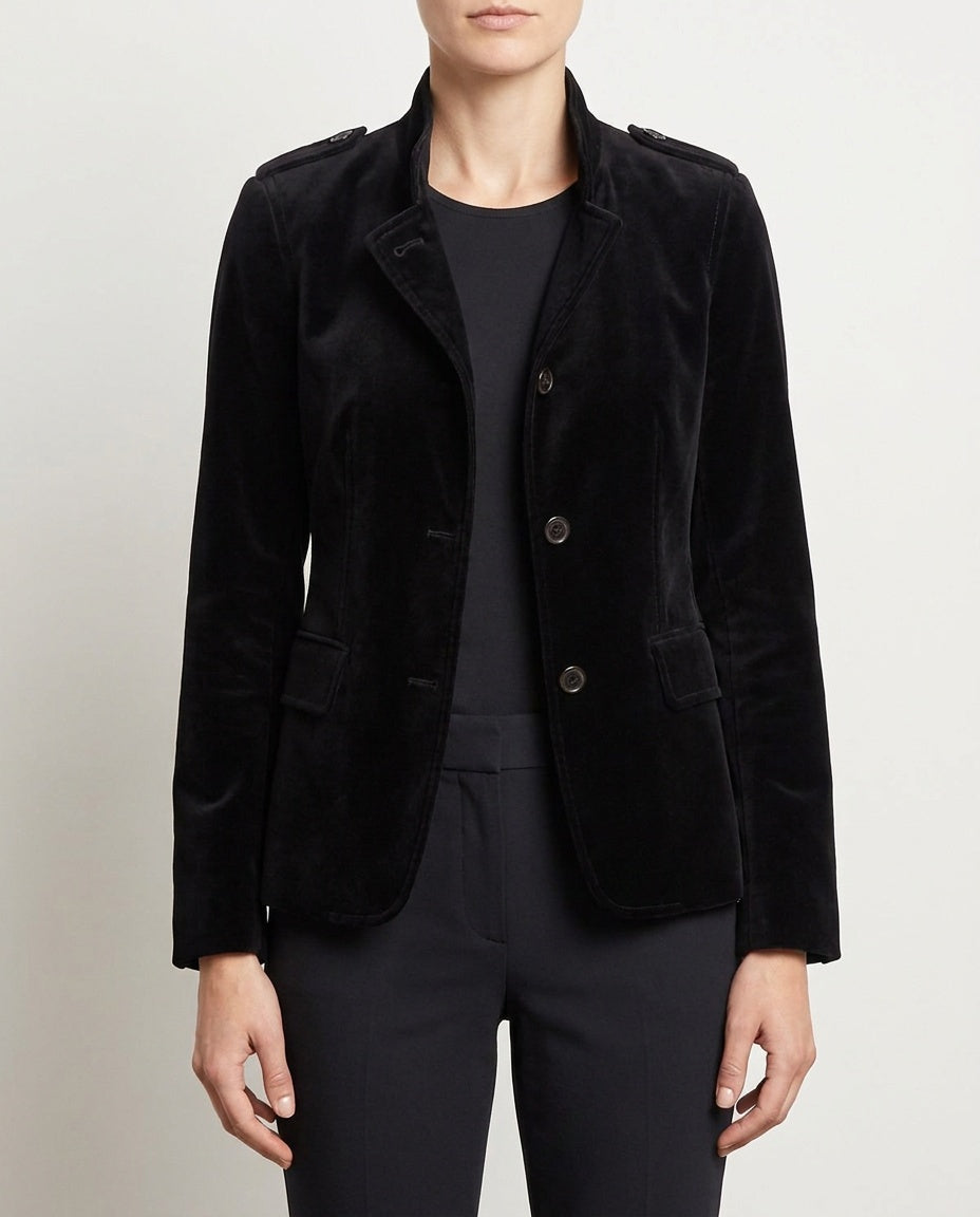Theory Black Velvet Military-Style Blazer - photo 4