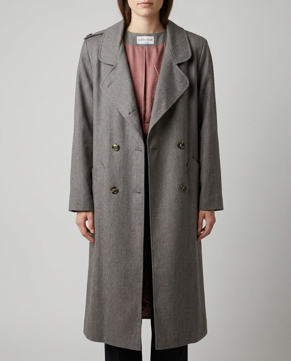 Ashley Scott Double-Breasted Wool Overcoat with Dusty Rose Jacquard Lining - photo 4