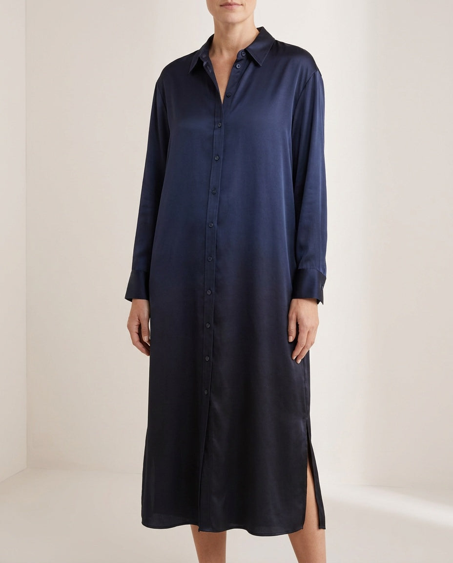 Nordstrom Navy Long-Sleeve Midi Shirtdress - photo 4