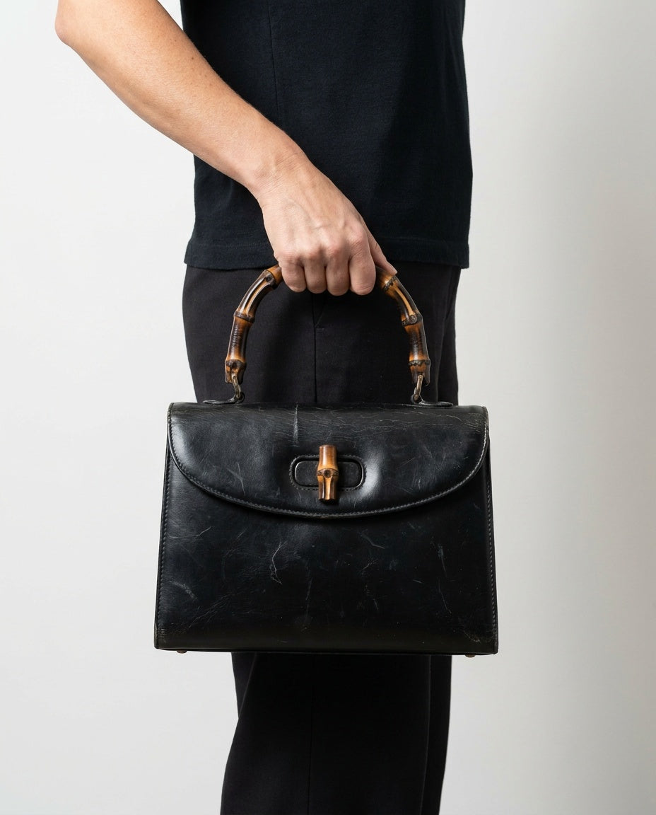 Meyers Mid-20th Century Black Coated Synthetic Top-Handle Handbag - photo 4