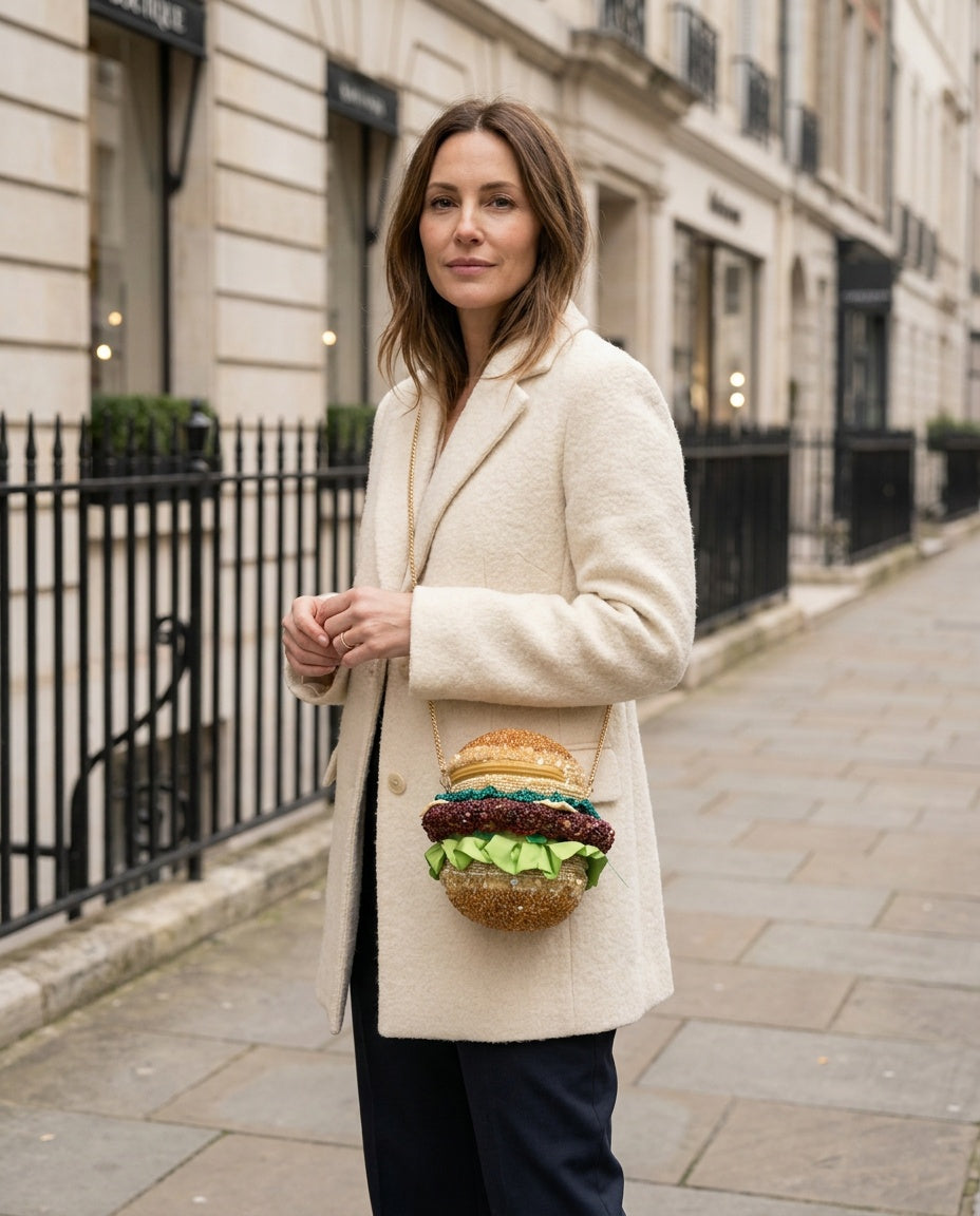 Novelty Hamburger-Shaped Beaded Crossbody Bag - photo 3