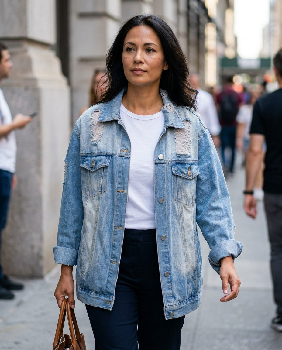 Oversized Distressed Denim Jacket by Collection by Miss London - 2X - photo 4