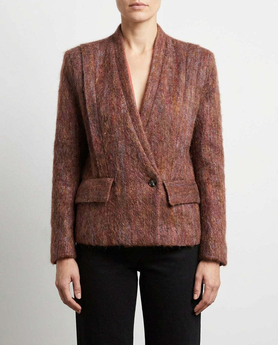 1970s Fuzzy Mohair-Blend Shawl Collar Blazer - photo 3