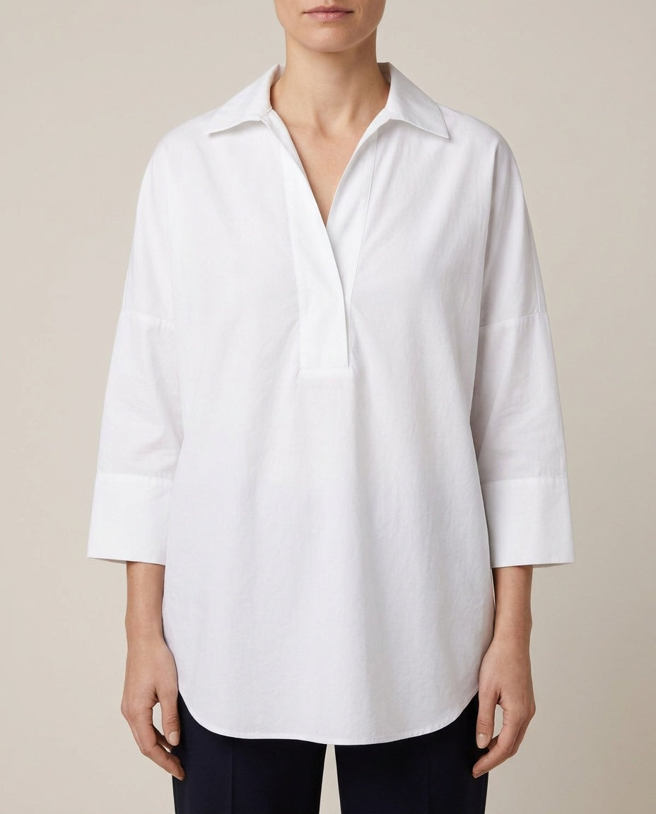 Akris Punto White Cotton Pullover Blouse - photo 4