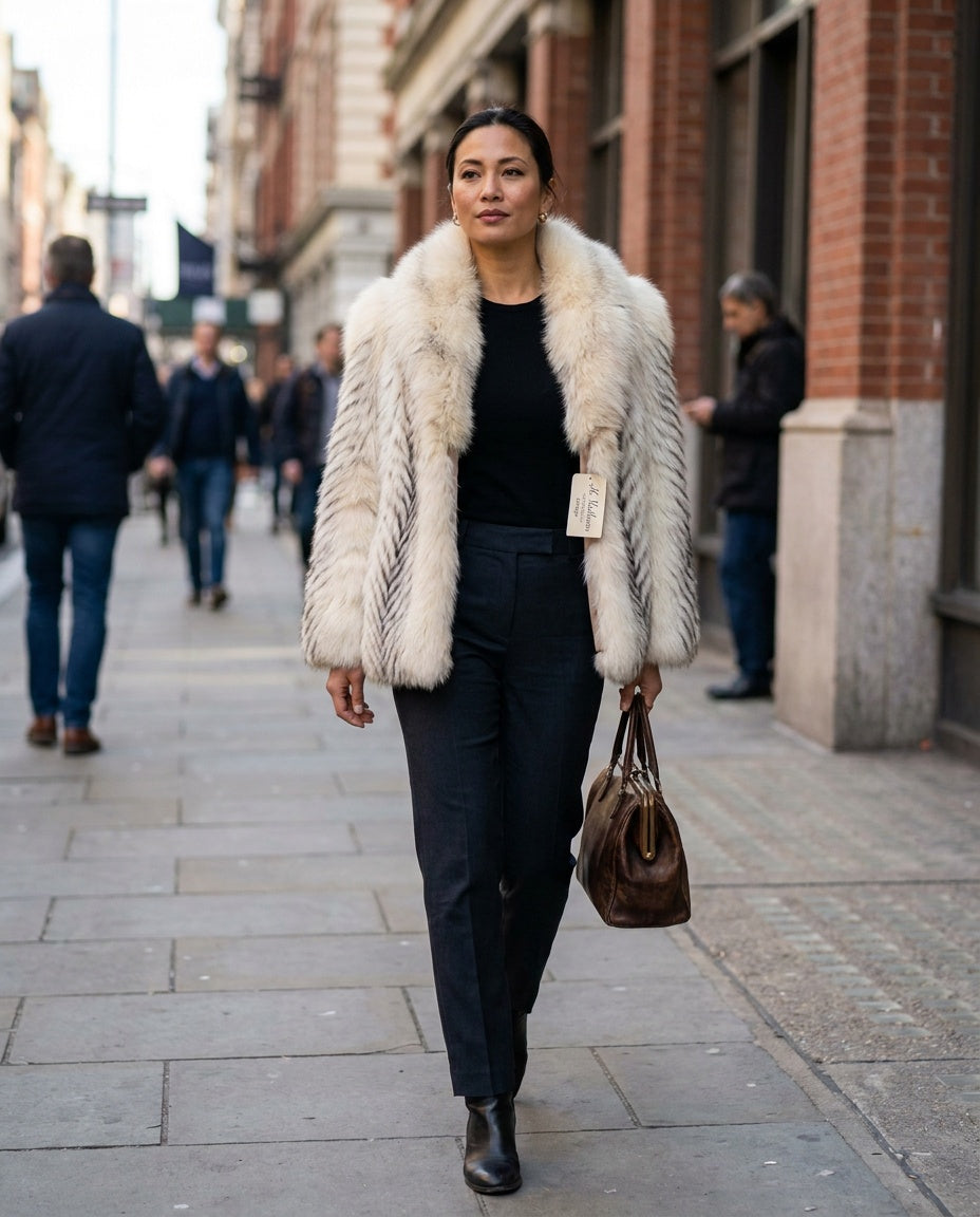 Dolores Chicago Cropped Fur Jacket with Herringbone Pattern - photo 4