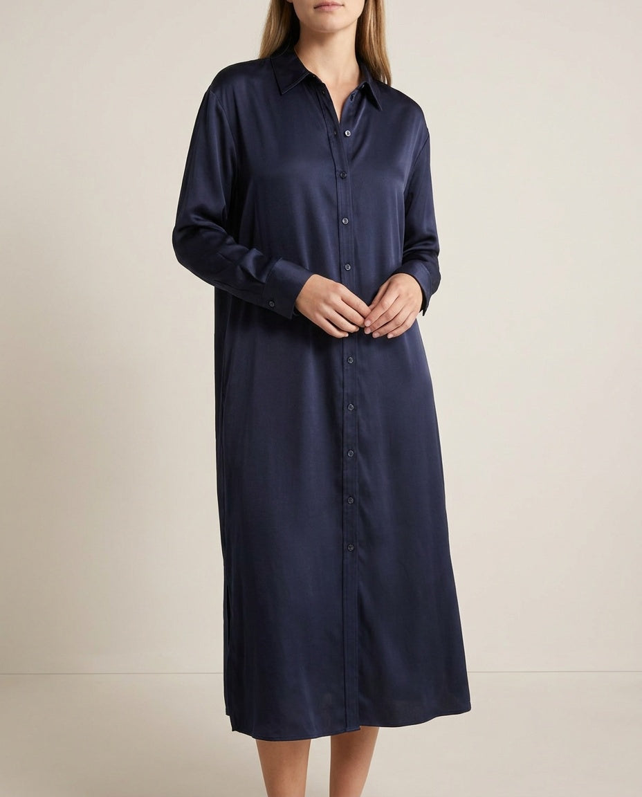 Nordstrom Navy Long-Sleeve Midi Shirtdress - photo 5