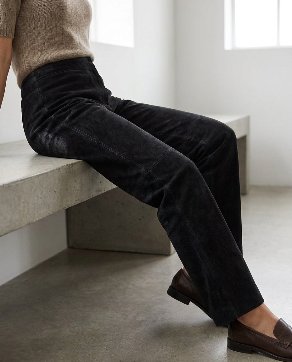 Ann Taylor Factory Store Black Suede Leather Trousers - photo 5