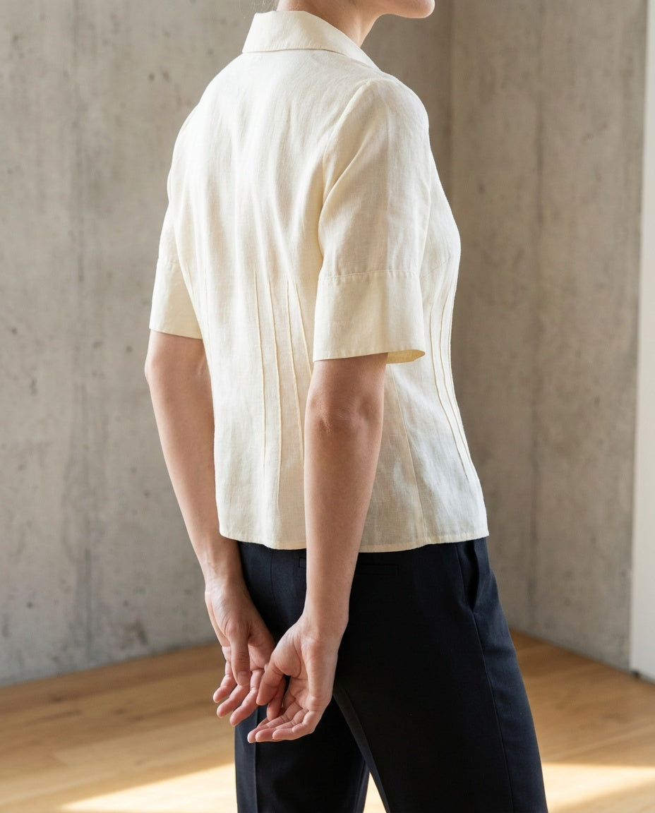 Lafayette 148 New York Petite 100% Linen Short-Sleeve Button-Front Shirt - photo 5