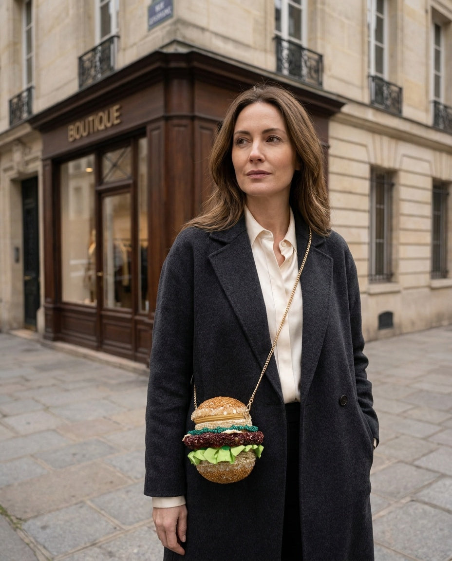 Novelty Hamburger-Shaped Beaded Crossbody Bag - photo 4