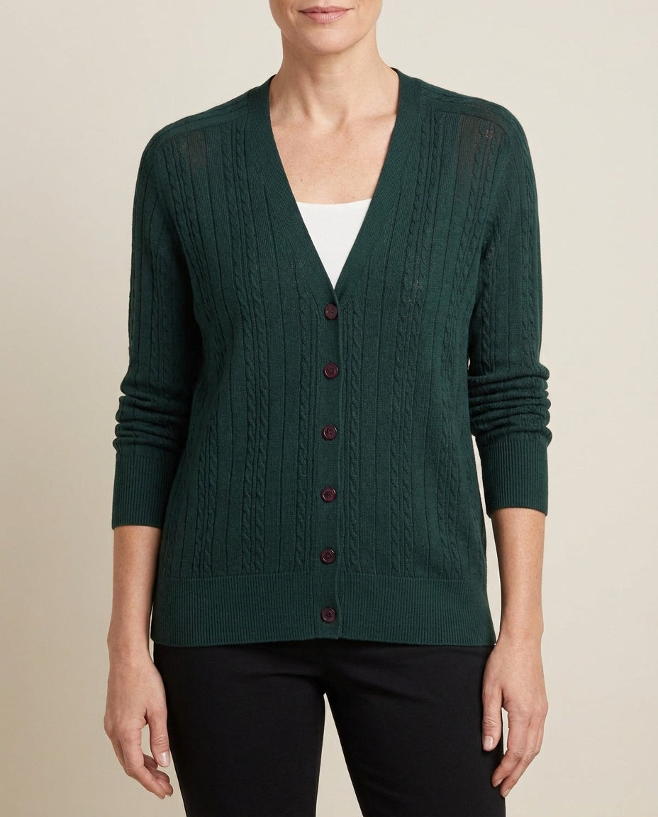 Appleseed's Dark Green Cable-Knit Cardigan - photo 5