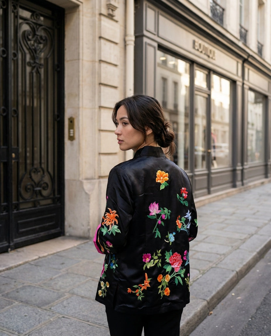 ZLI ESME Embroidered Satin Mandarin-Collar Jacket - photo 5