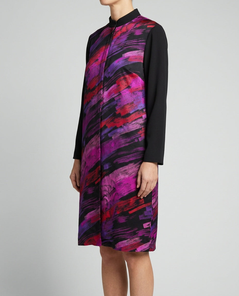 Abstract Brushstroke Print Long-Sleeve Tunic Dress - photo 4