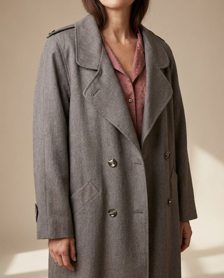 Ashley Scott Double-Breasted Wool Overcoat with Dusty Rose Jacquard Lining - photo 5