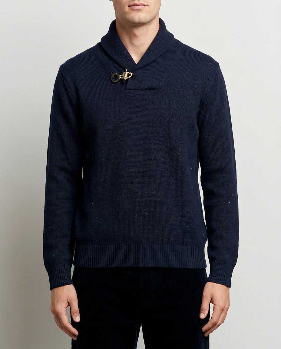 Ralph Lauren Navy Blue Shawl Collar Pullover Knit Sweater - photo 5