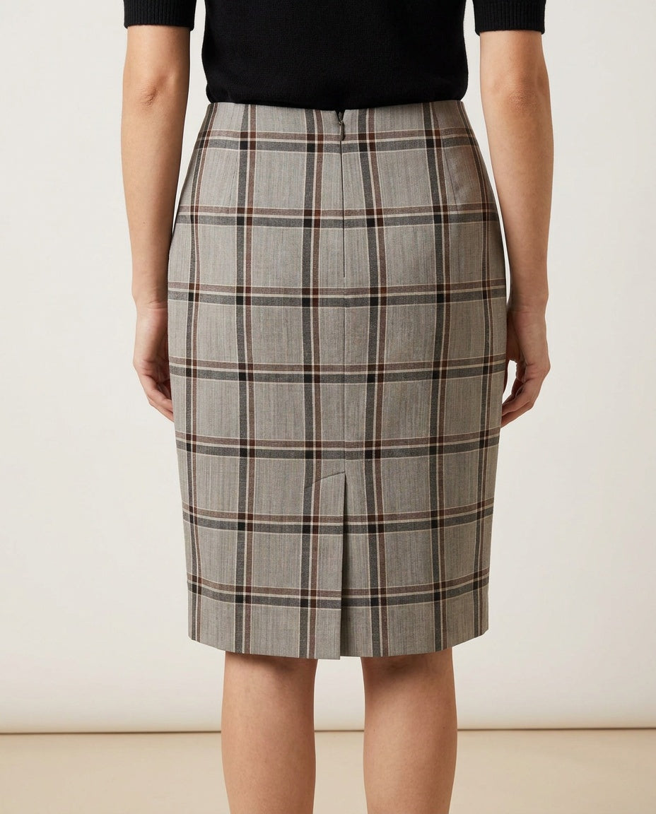 Dolce & Gabbana Grey Plaid Pencil Skirt - Wool-Like Fabric - photo 5